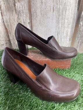 Antonio Melani Brown Leather Heels Career Women's 9